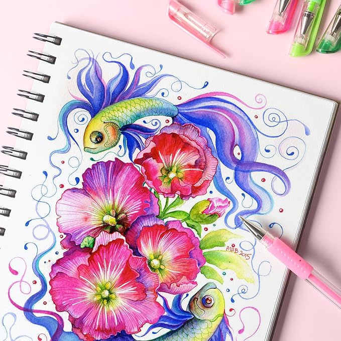 Gel Pens for Adult Coloring Book, 312 Pack Artist Colored Pens with 40% More Ink, Glitter Gel Pens with Case and Coloring Book, Perfect Art Supplies for Adults Kids for Coloring