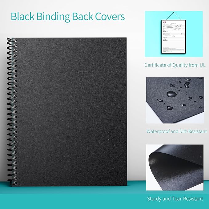 Binditek 200 Pack Binding Covers and Backs Set, 8.5 x 11 Inches, 100 Clear PVC (8Mil), 100 Sand-Textured Polycovers (12Mil), Letter Size