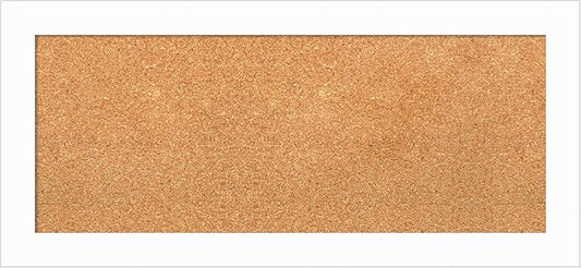 Amanti Art Natural Cork Board for Wall, 15x33 Vision Board with White Frame, Medium Corkboard Office Decor for Home Organization, Casual Corkboard Pinboard to Display Items for Home Organization in