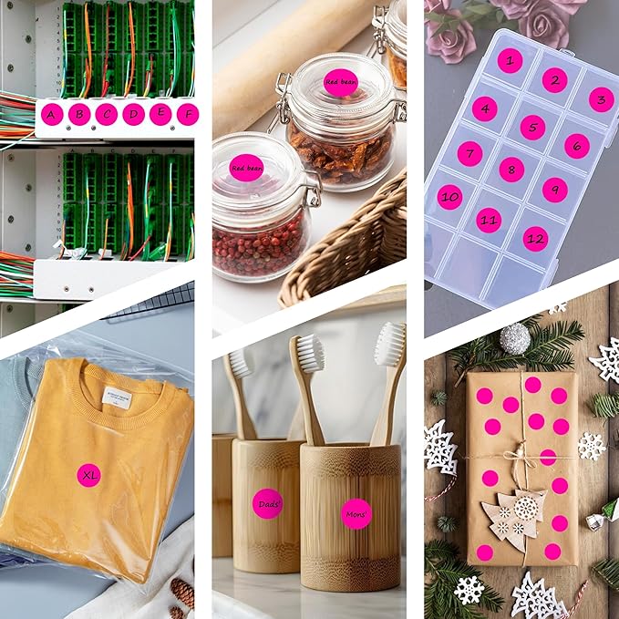 PARLAIM 0.75 inch Diameter Colored Dot Stickers 4 Rolls Pack 4000pcs Fluorescent Pink Round Label Color Coding Marking Stickers Permanent Adhesive for Garage Sale