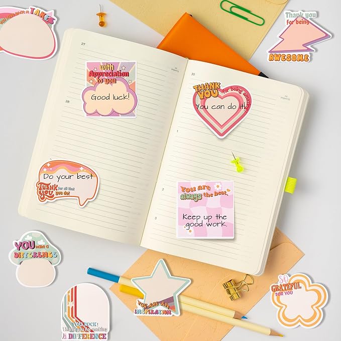 30 Pack Empowering Sticky Notes - Motivational Educator Self Sticky Notepads Inspirational Memo Pads for Appreciation Gifts Office School Supplies Birthday Party Favors, Total 600 Sheets