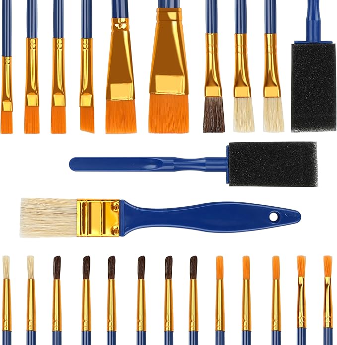 Painting Brushes, 25 All Purpose Paint Brushes Bulk Painting Brushes for Kids, Craft Paint Brushes for Acrylic Painting Oil Watercolor Gouache