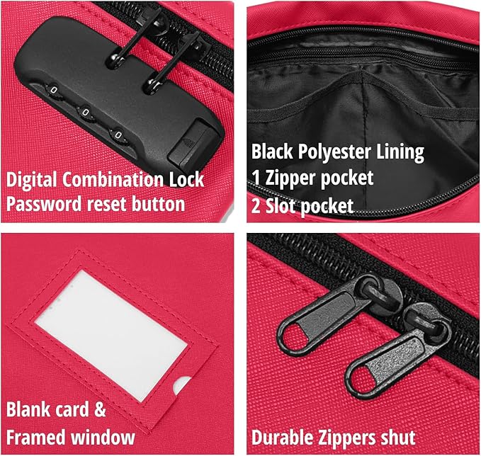 Pink Notary Bag | 14x11 inch | Locking Zipper Case for Notary Kit, Stamp, Embosser, Ink Pad, and Valuables
