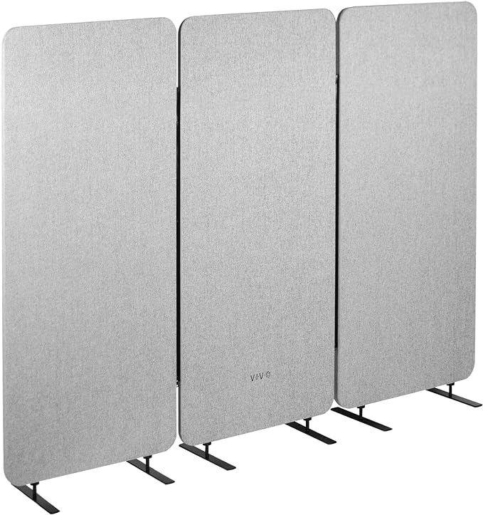 VIVO Freestanding 72 x 56 inch Privacy Panel, Cubicle Divider, Acoustic Wall Partition, x3 24 inch Panels, Gray, PP-3-S072G