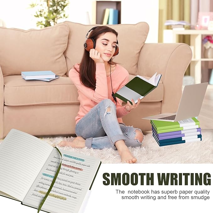 Lined Journal Notebook, (Olive Green), 160 Pages, Medium 5.7 inches x 8 inches - 100 gsm Thick Paper, Hardcover