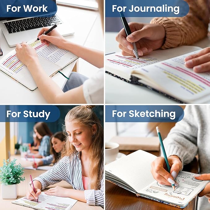 Bullet Dotted Journal Notebook for Women & Men, Hardcover Leather Journal for Writing, A5 Bullet Journaling Notebook for Work & Sketching, Perfect for Office School Home Supplies, 160 Pages, Watercolor Petal