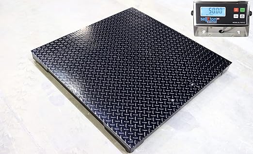 SellEton SL-700-3x3 36" x 36" Industrial Floor Scale, Accurate Pallet Scales with Metal Indicator for Warehouse Shipping | 10,000 lbs x 1 lb