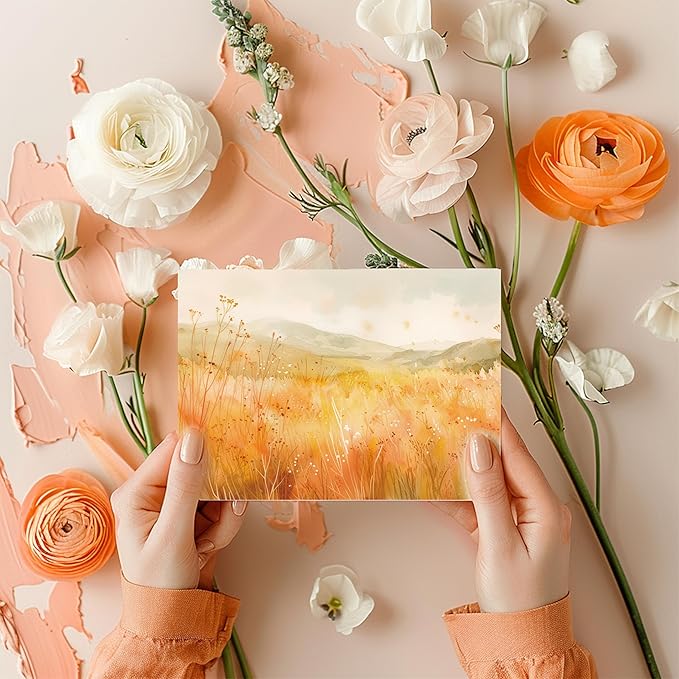 Blank Cards with Envelopes All Occasion,Whimsical Watercolor illustration Design Blank Greeting Cards 4x6,40Pack -Blank Greeting Cards,Note Cards with Matching Peel-and-Seal Rustic Envelopes