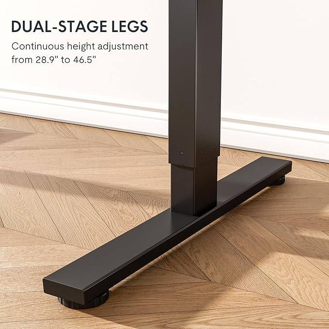 FLEXISPOT EN1 Whole-Piece Standing Desk - 55 x 28 Inches Electric Stand Up Workstation, Home Office Computer Height Adjustable Desk (Black Frame + 55" Mahogany Top, 2 Packages)