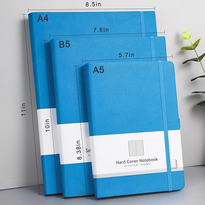AHGXG Lined Journal Notebook - Thick Journal 320 Pages, A4 Large Notebook College Ruled, 8.5''×11'', 100gsm Thick Paper, Leather Softcover Notebook for Work School - Blue