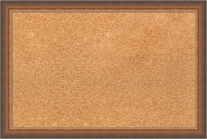 Amanti Art Natural Cork Board for Wall, 16x24 Vision Board with Bronze Frame, Small Corkboard Office Decor for Home Organization, Modern Corkboard Pinboard to Display Items for Home Organization in