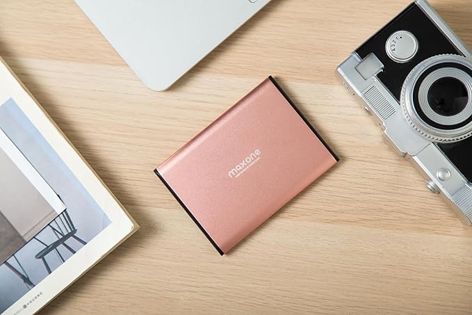 Maxone 250GB Ultra Slim Portable External Hard Drive HDD USB 3.0 Compatible with PC, Laptop, Rose Pink