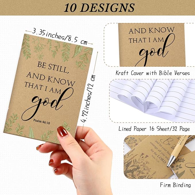 Ctosree 50 Pcs Bible Verse Prayer Journal Notebook Christian Note Pads Bulk mini Inspirational Notebook Religious Scripture Church Notepad for Women 3.15 x 5 Inches (Brown)