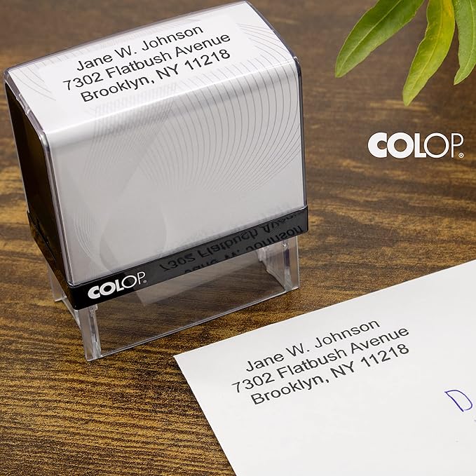 COLOP Medium Size Self Inking Custom Text Stamp - Choose from Many Fonts & 15 Ink Colors