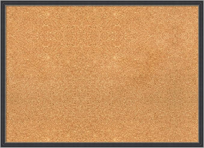 Amanti Art Natural Cork Board for Wall, 21x29 Vision Board with Black Wood Frame, Medium Corkboard Office Decor for Home Organization, Traditional Corkboard Pinboard to display items for home