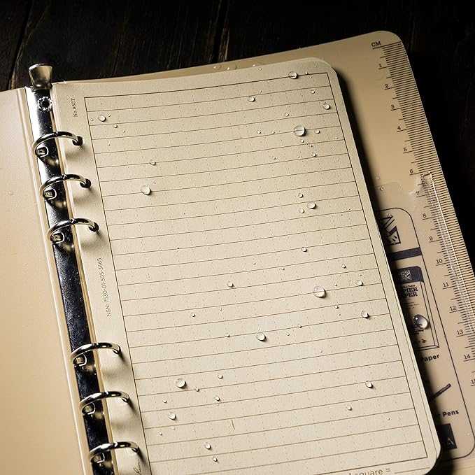 Rite In The Rain All-Weather Loose Leaf Paper, 4 5/8" x 7", 32# Tan, Universal Pattern, 100 Sheet Pack (No. 982T), 7 x 4.625 x 0.625