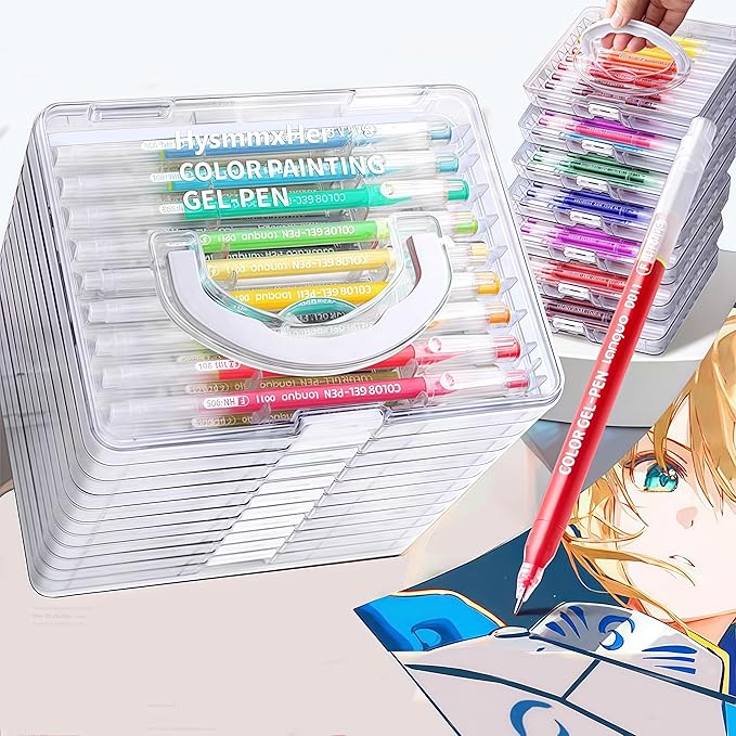 Colored Gel Pens Set, 0.6mm Fine Point for Black & White Paper, Cute Pens for Journaling, Adult Coloring Books, Bible, Drawing, Note Taking, School & Journaling Supplies (99 Luxury Colors)