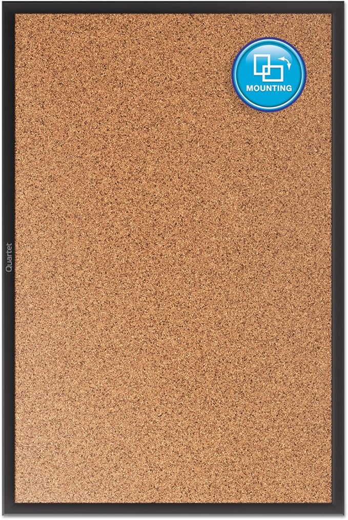 Quartet Cork Board, Bulletin Board, 4' x 3' Corkboard, Black Frame (2304B)