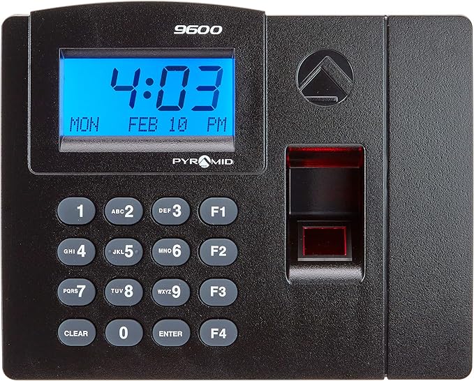 Pyramid Time Systems - Pyramid TimeTrax Elite [TTELITEEK] Automated Biometric Fingerprint Time Clock for small Business, Employee In/Out Time Tracker with Software Download, Windows Compatible - Black