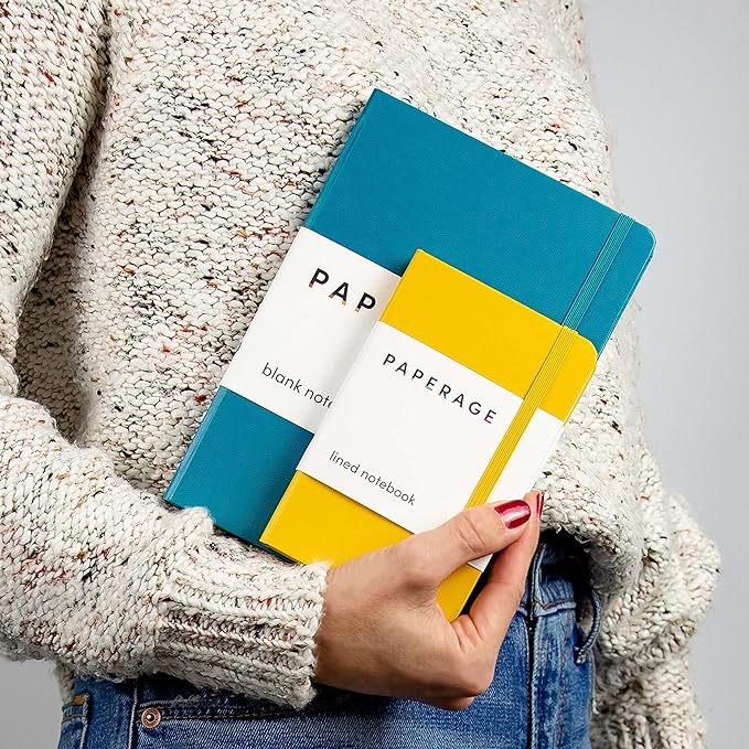 PAPERAGE Lined Pocket Journal Notebook, 2 Pack, (Dark Green), 160 Pages, Small Notebook, 3.6 inches x 5.6 inches - 100 GSM Thick Paper, Hardcover
