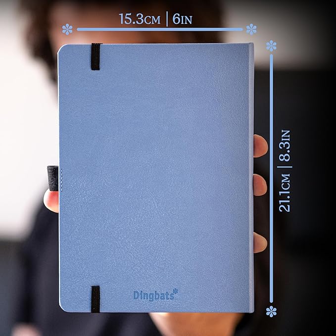 Dingbats* Earth Dotted Writing Journal Notebook A5 - Vegan Leather Hardcover - Ideal for Work, Travel - Pocket, Elastic Closure & Bookmark