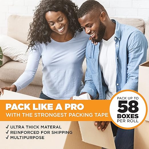 Tape King Clear Packing Tape - XL 110 Yards Per Roll (6 Rolls) - 1.88 Inch Wide Stronger & Thicker 2.7mil, Heavy Duty Adhesive Industrial Depot Tape for Moving Packaging Shipping, Office & Storage