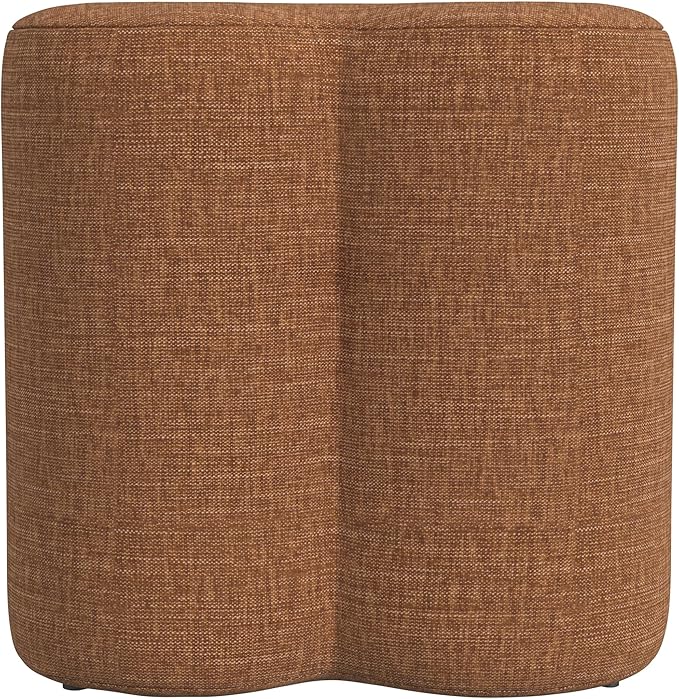 HomePop Upholstered Clover Shaped Ottoman Home Décor|Foot Rest Ottoman - Rust Orange Chenille