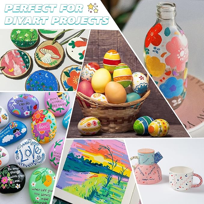 TBC The Best Crafts 108 Colors Dual Tip Acrylic Paint Markers, Double zipper design Topgrade Canvas bag,Waterproof, Non-Toxic, odorless, Suitable for Paper,Pottery, Stones, Glass,outdoor painting
