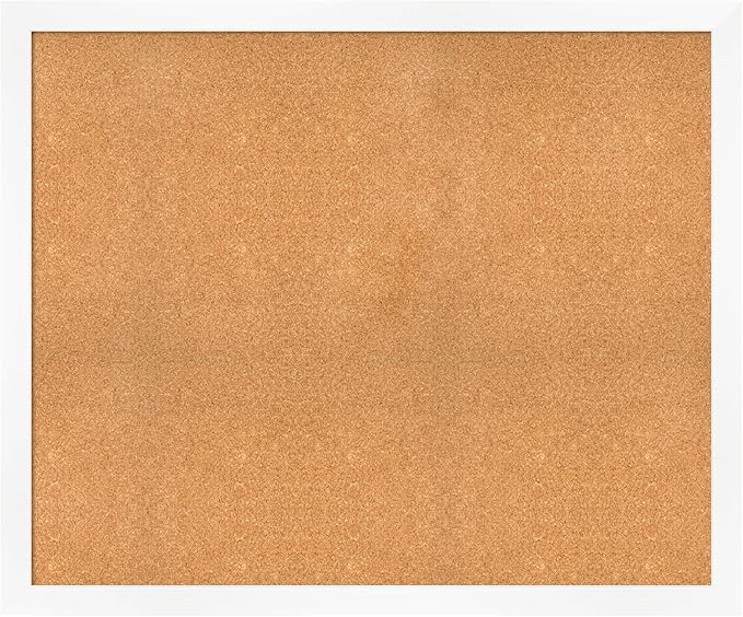 Amanti Art Natural Cork Board for Wall, 39x47 Vision Board with White Frame, Oversize Corkboard Office Decor for Home Organization, Modern Corkboard Pinboard to Display Items for Home Organization in