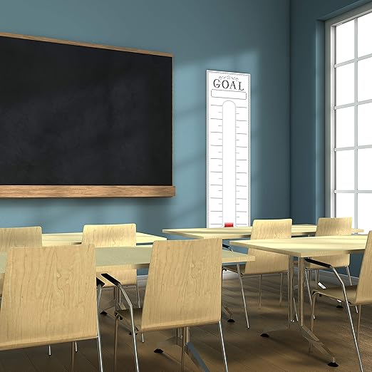 Goal Setting Fundrasing Thermometer - 48"x12" Dry Erase Self-Adhesive Goal Tracker - Poster Charts for Home, School and Office