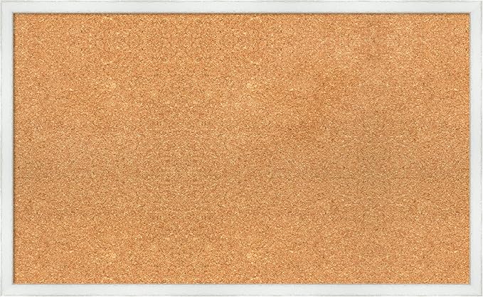 Amanti Art Natural Cork Board for Wall, 19x31 Vision Board with White Frame, Medium Corkboard Office Decor for Home Organization, Country Rustic Corkboard Pinboard to Display Items for Home