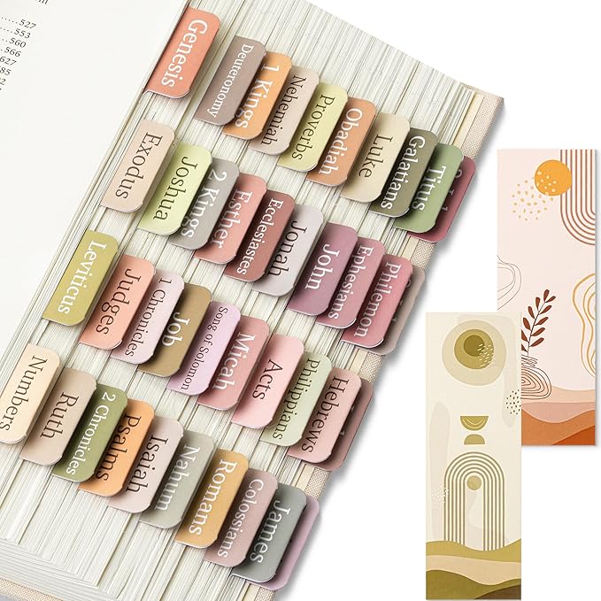 Mr. Pen- Bible Tabs with 2 Bookmark, 75 Tabs, Boho Theme, Laminated Bible Tabs for Women and Men, Bible Tabs for Study Bible, Bible Index Tabs, Bible Book Tabs, Bible Labels Tabs, Mr Pen Bible Tabs