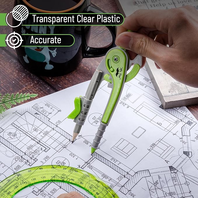 Mr. Pen- Compass and Protractor Set, Geometry Kit, Compass Protractor Set, Protractor, Compass for Geometry, Math Compass, Compass School, Math Compass and Protractor, Back to School Supplies