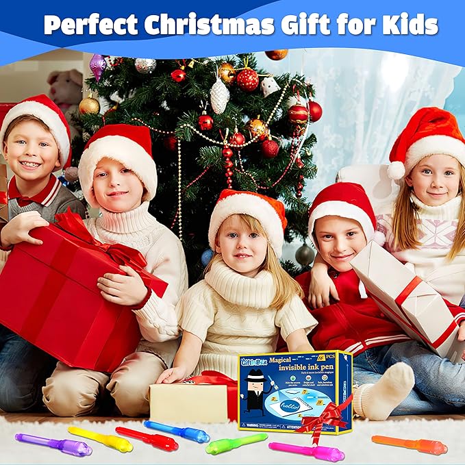 GIFTINBOX Invisible Ink Pen, 16PCS Spy Pen with UV Light for Kids, Birthday Party Favors for Kids 4-8 8-12, Classroom Prize for Students Magic Marker for Secret Message