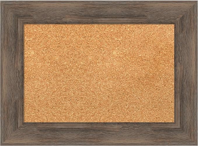 Amanti Art Natural Cork Board for Wall, 17x23 Vision Board with Brown Wood Frame, Small Corkboard Office Decor for Home Organization, Country Rustic Corkboard Pinboard to Display Items for Home