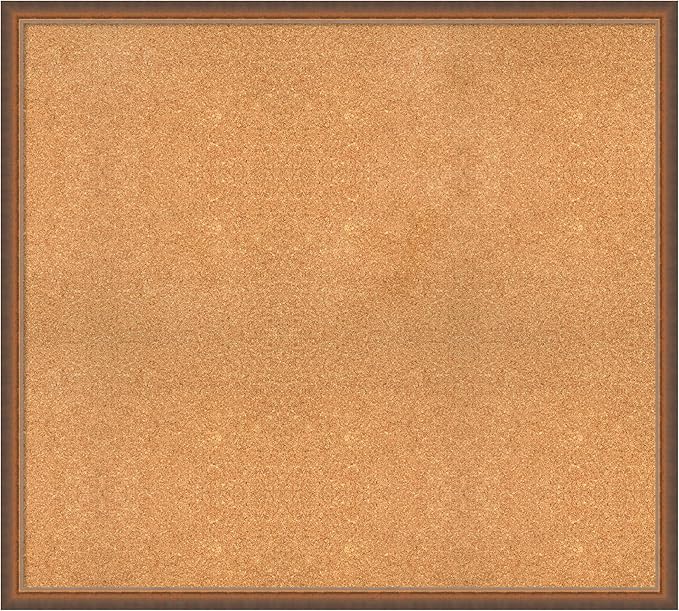 Amanti Art Natural Cork Board for Wall, 36x40 Vision Board with Bronze Frame, Oversize Corkboard Office Decor for Home Organization, Modern Corkboard Pinboard to Display Items for Home Organization
