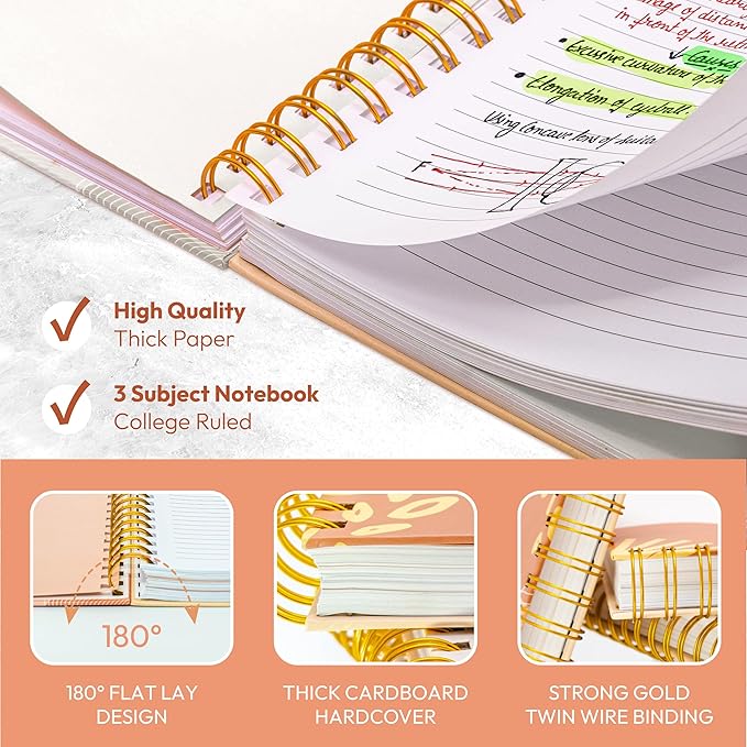 Spiral Journals - 10.25" x 7.25" - 300 Pages - Cute Spiral Notebooks for Women, Work Journal Notebook for Women (Fresh Start) Marble
