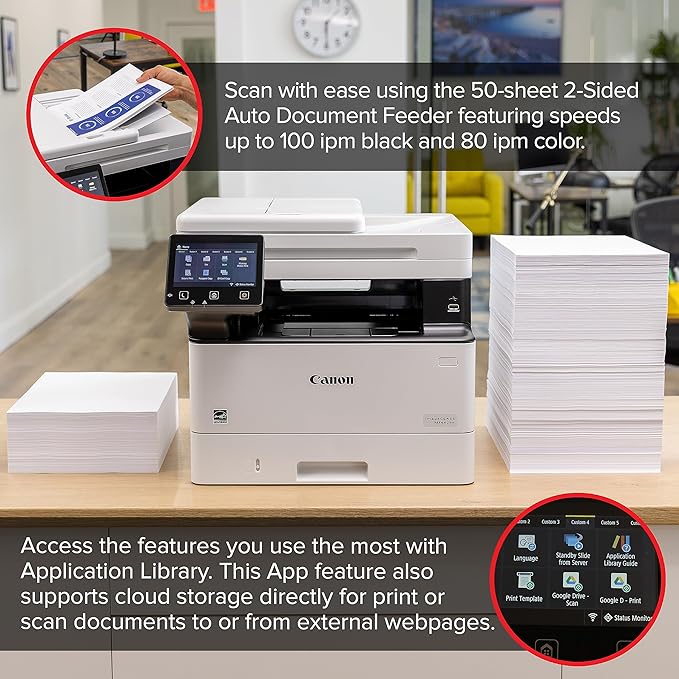 Canon imageCLASS MF462dw - Monochrome, Duplex Wireless Laser Printer, All-in-One with Scanner, Copier, Fax, Home or Office, Auto Document Feeder, Mobile Ready, 3 Year Limited Warranty, 37 PPM, White