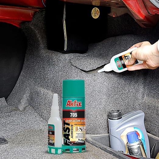 Akfix 705 Fast Adhesive CA Glue & Activator (3x3.50 oz Glue + 3x13.50 fl oz Activator) - High Strength Cyanoacrylate for Woodworking, Crafts & Multi-Surface Bonding - 3 Pack