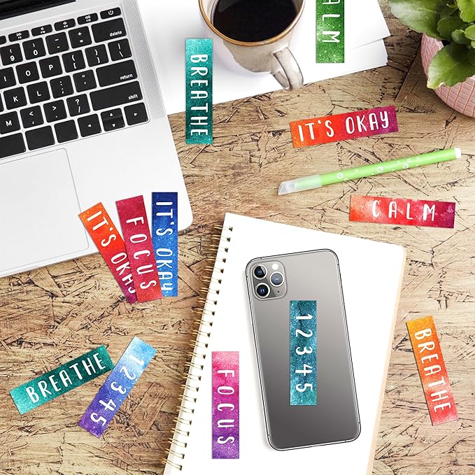 50PCS Calm Strips for Anxiety Sensory Stickers Calm Stickers for Relieve Adults Kids Teens Fidgets Stress Office&Classroom Supplies Anxiety Relief Items with Tactile Textured Surface Patterns(Letter)