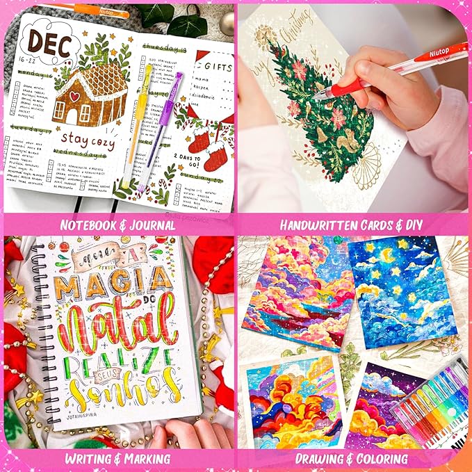 Easter Basket Essentials for Kids, Easter Basket Stuffers Gifts for Teens Adults, 12-Color Scented Glitter Gel Pens, Cute Coloring Pens, Colored Pen Set Fun Stationary,Scrapbook Journaling Supplies