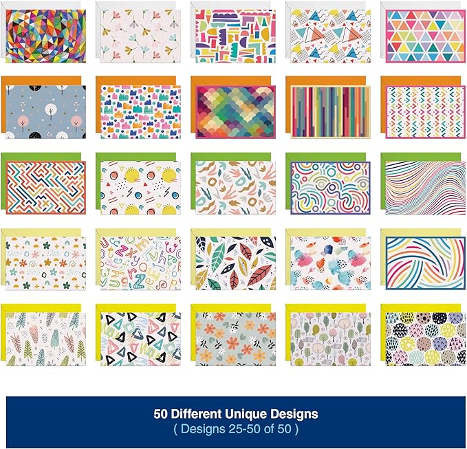 Dessie 50 Different Blank Cards With Envelopes - 4x6 Inch Blank Greeting Cards w/Colored Envelopes & Gold Seals. Colorful Designs - No Repetition. All Occasion Note Cards with Envelopes Set