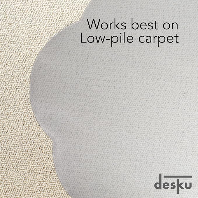 DESKU Flower Power Desk Chair Mat – Heavy-Duty PVC Mats for Carpet Floor Protection, Clear, 48 x 49 Inches, Made in The USA