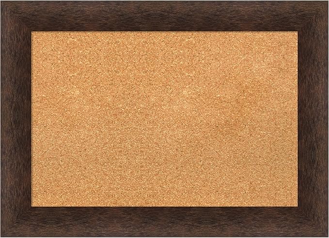 Amanti Art Natural Cork Board for Wall, 21x29 Vision Board with Brown Wood Frame, Medium Corkboard Office Decor for Home Organization, Casual Corkboard Pinboard to Display Items for Home Organization