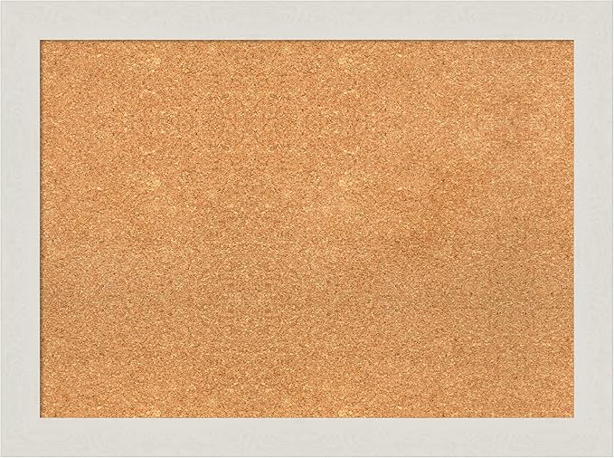 Amanti Art Natural Cork Board for Wall, 23x31 Vision Board with White Frame, Medium Corkboard Office Decor for Home Organization, Country Rustic Corkboard Pinboard to Display Items for Home