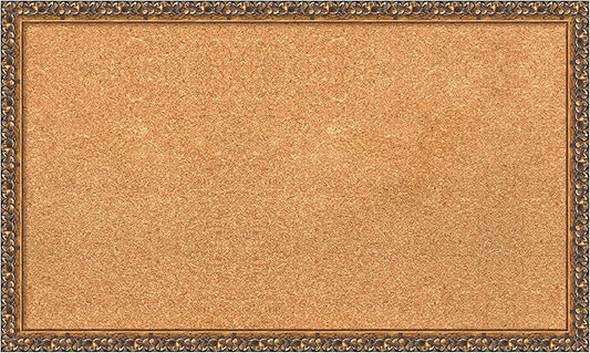 Amanti Art Natural Cork Board for Wall, 18x30 Vision Board with Bronze Frame, Medium Corkboard Office Decor for Home Organization, Traditional Corkboard Pinboard to Display Items for Home