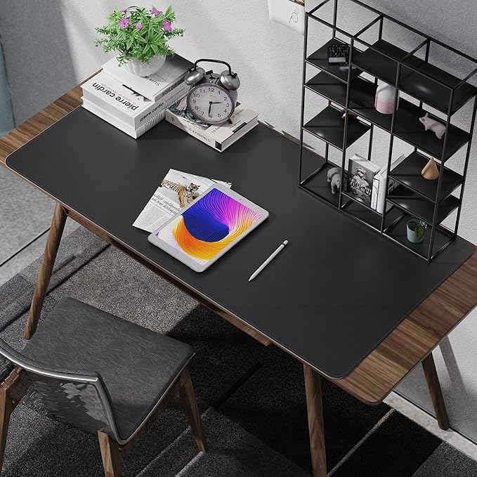 Large Desk Mat 47" x 23.7",Leather Desk mat,Double-Sided Desk Pad,Desk matt for Desktop,Large Mouse Pad,Office Desk mat,Waterproof Desk Blotter pad for Office&Home(Black+Cork)