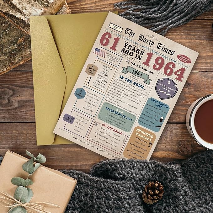 61st Birthday Gift Cards for Women Men, Gifts for 61 Year Old Woman Man, 61st Birthday Decorations for Dad Mom