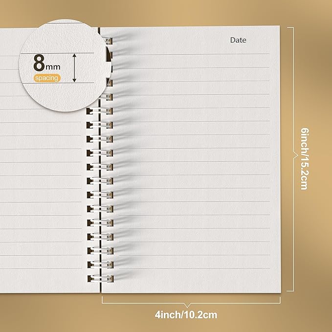 8 Pack Spiral Notebook for Work - 4" x 6" Softcover Notebooks College Ruled for Note Taking, School Supplies,400 Sheets 800 Pages Journals Black