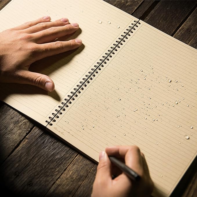Rite in the Rain Weatherproof Side Spiral Notebook, 8.5" x 11", Tan Cover, Universal Page Pattern (No. 973T-MX)